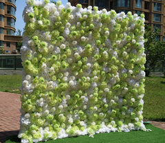 Wedding Green White Rose 5D Artificial Flower Wall