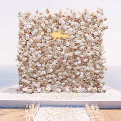 5D Champagne Brown Artificial Flower Wall Backdrop