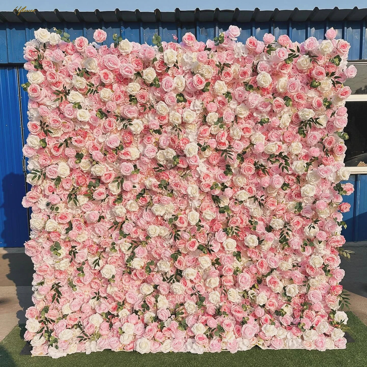 Wedding Pink White Rose 5D Artificial Flower Wall Decor