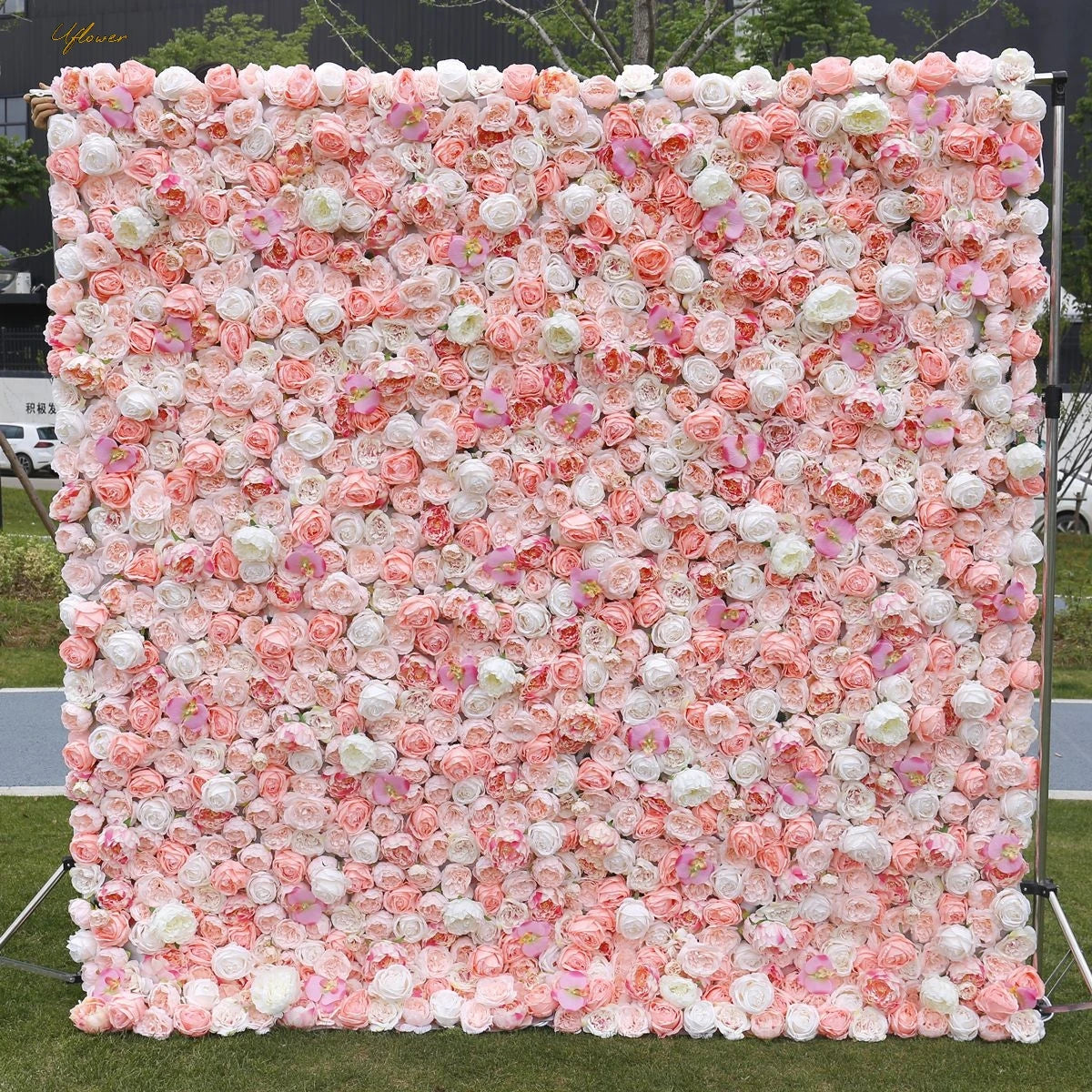 Wedding Pink White Rose 5D Artificial Flower Walls