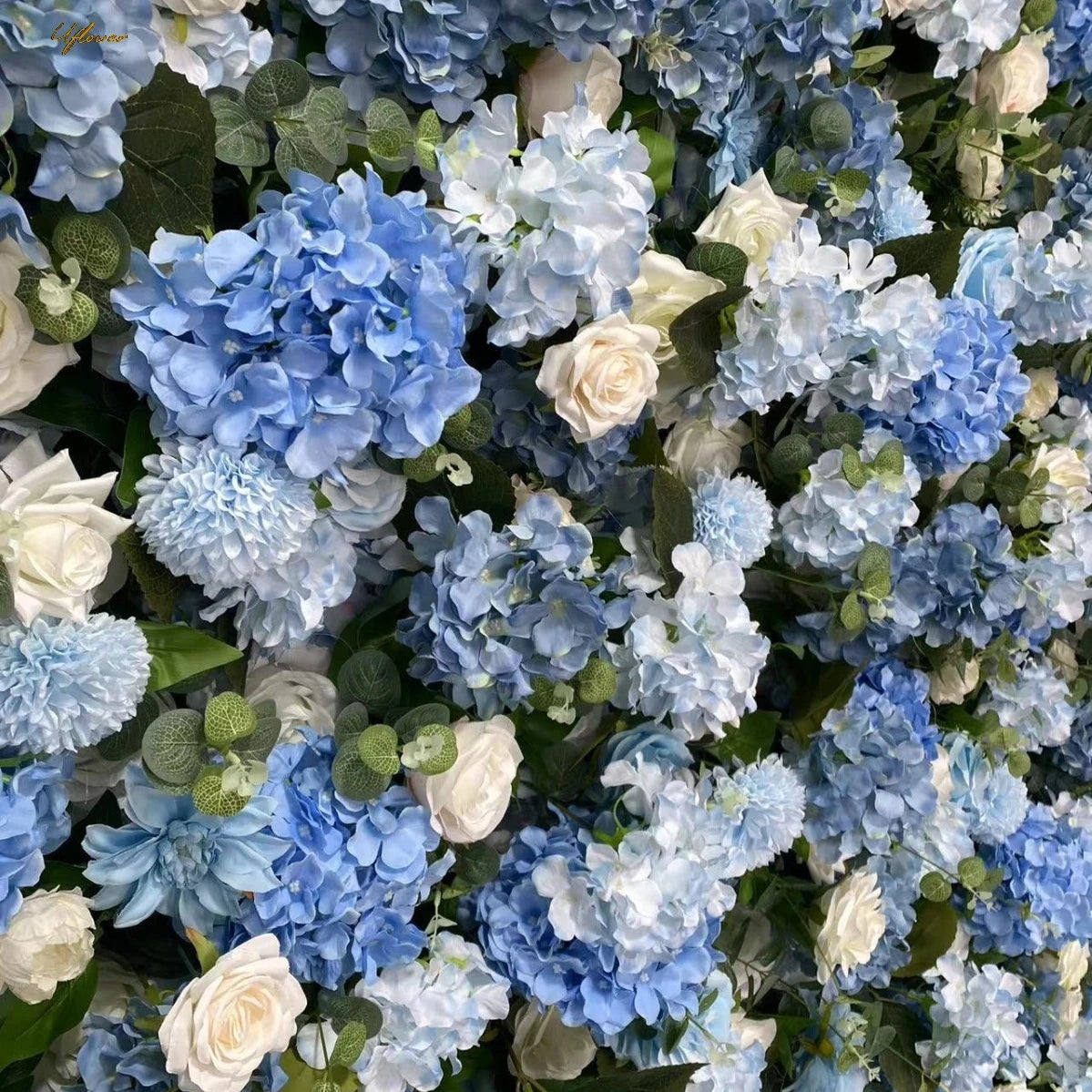 Wedding Blue Rose Cherry 5D Artificial Flower Wall