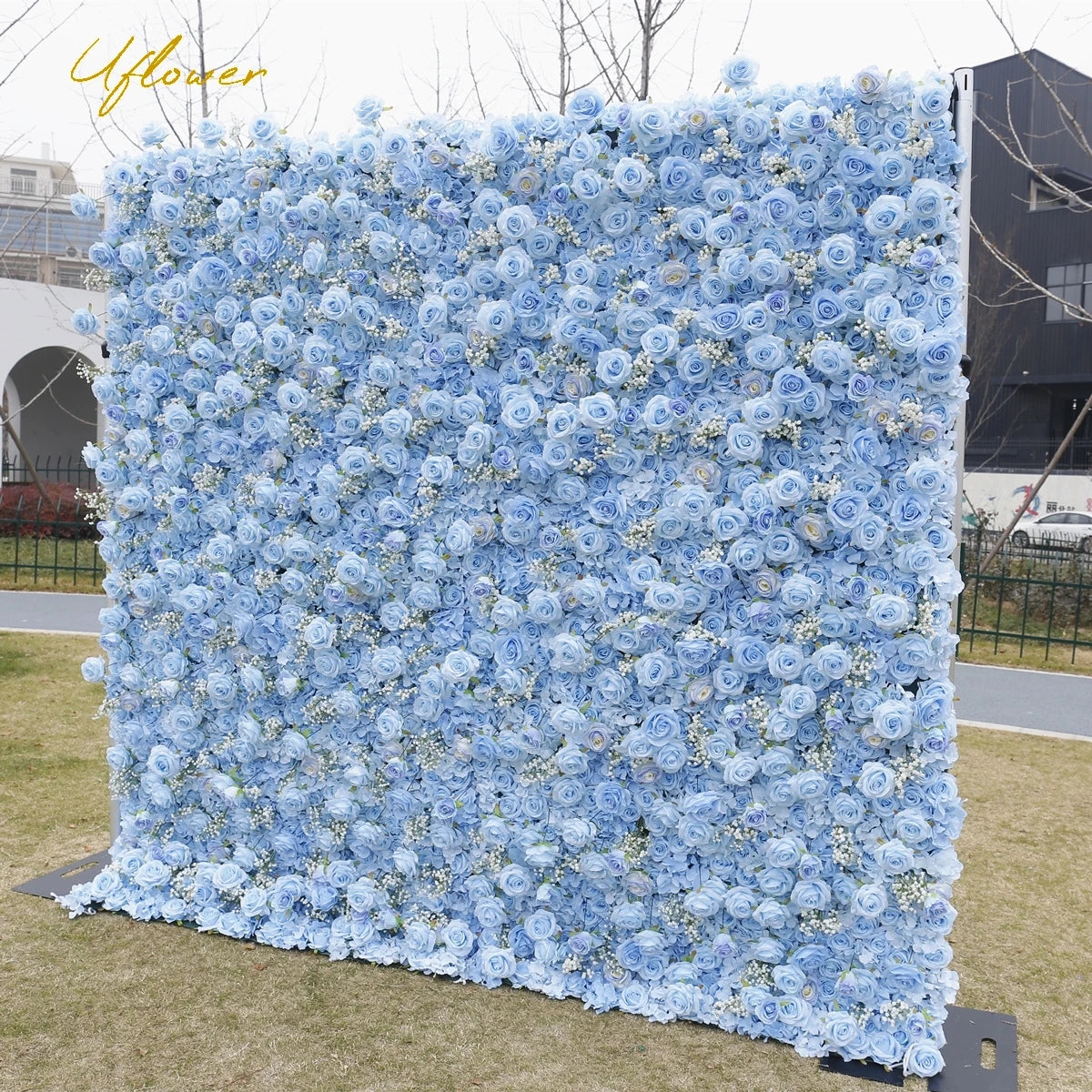 Wedding Blue Baby Breath Rose Artificial Flowers Wall