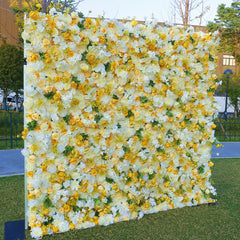 Wedding Yellow White Rose 5D Artificial Flower Wall