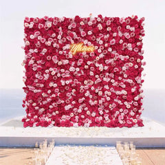 Wedding Pink Red Rose 5D Artificial Flower Wall