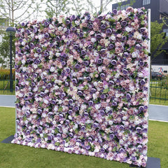 Wedding Purple Rose 5D Artificial Flower Wall