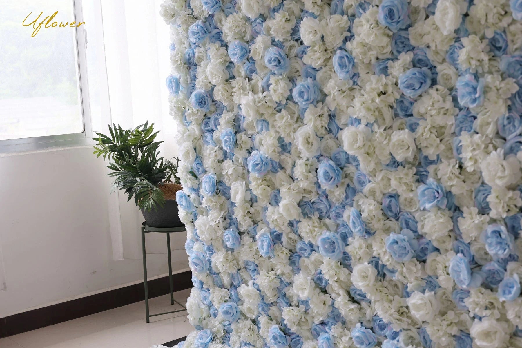 Wedding Blue White Rose 5D  Artificial Flower Wall Backdrop