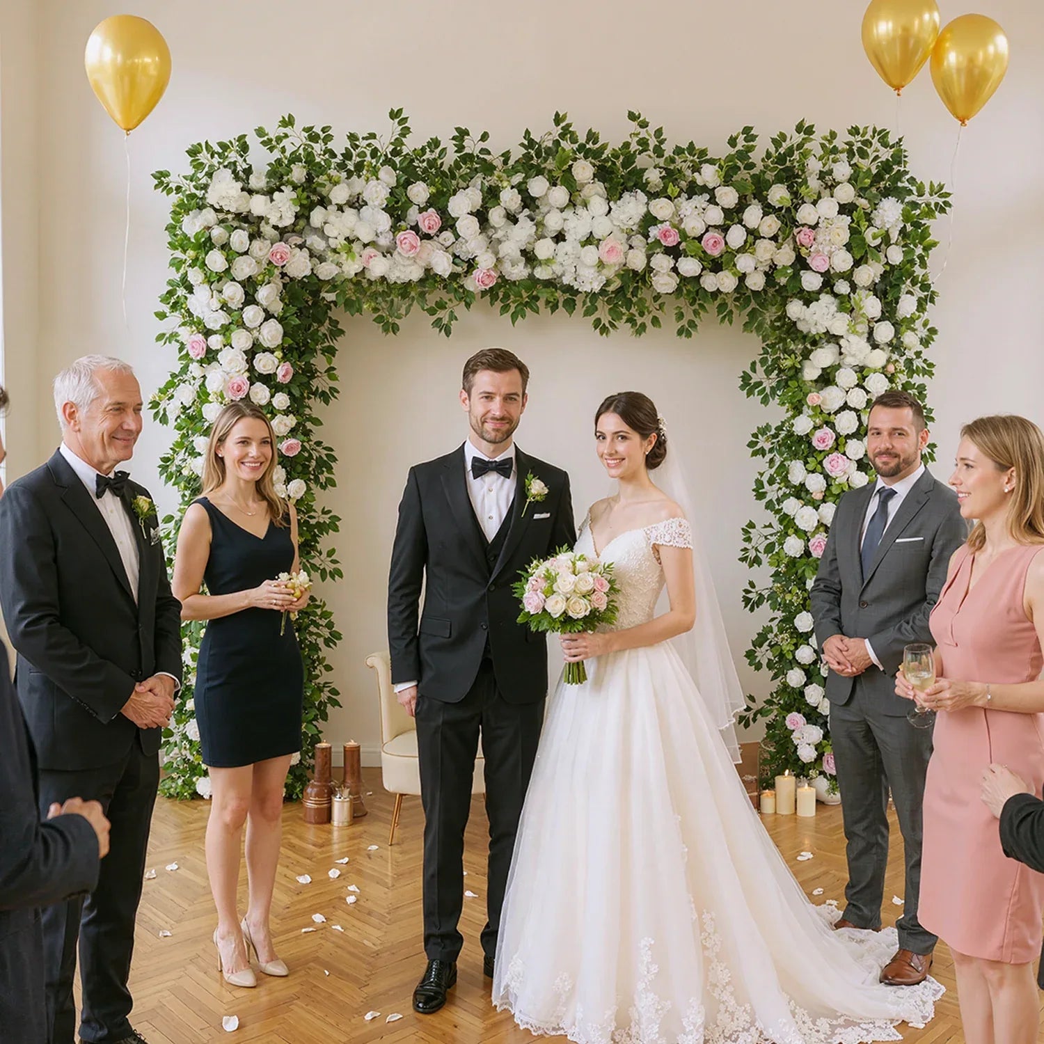 Uflower White Rose Wedding Background Flower Arrangement Arch Decoration - Uflower