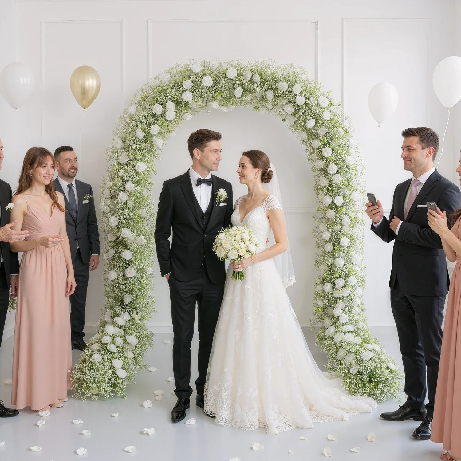Luxury White Rose Flower Arch Event Wedding Decor - Uflower