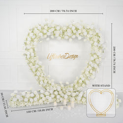 Uflower 2m*2m White Rose Heart-Shaped Arch Wedding Decor