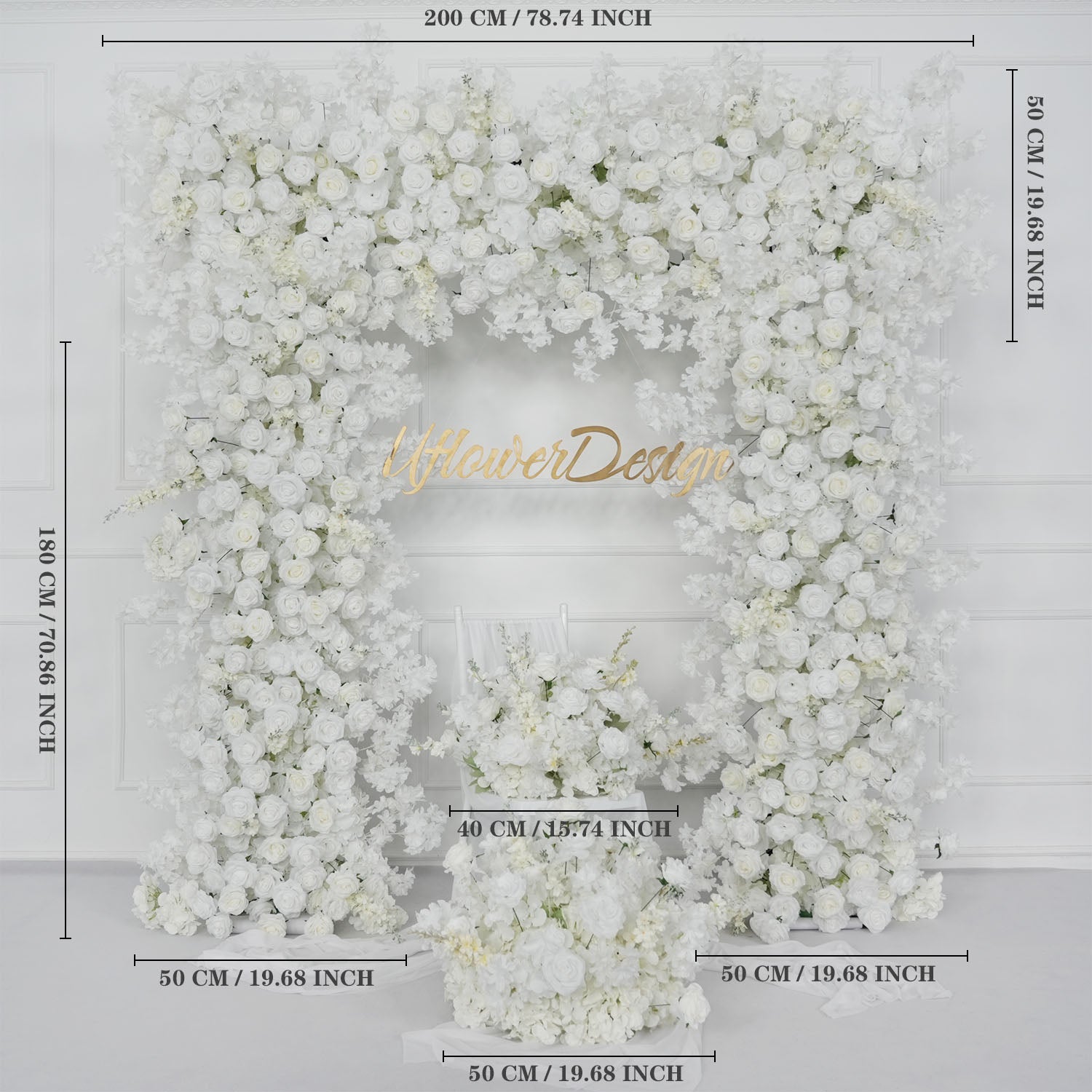 Artificial White Rose Flower Arrangement Wedding Backdrop Decor Props