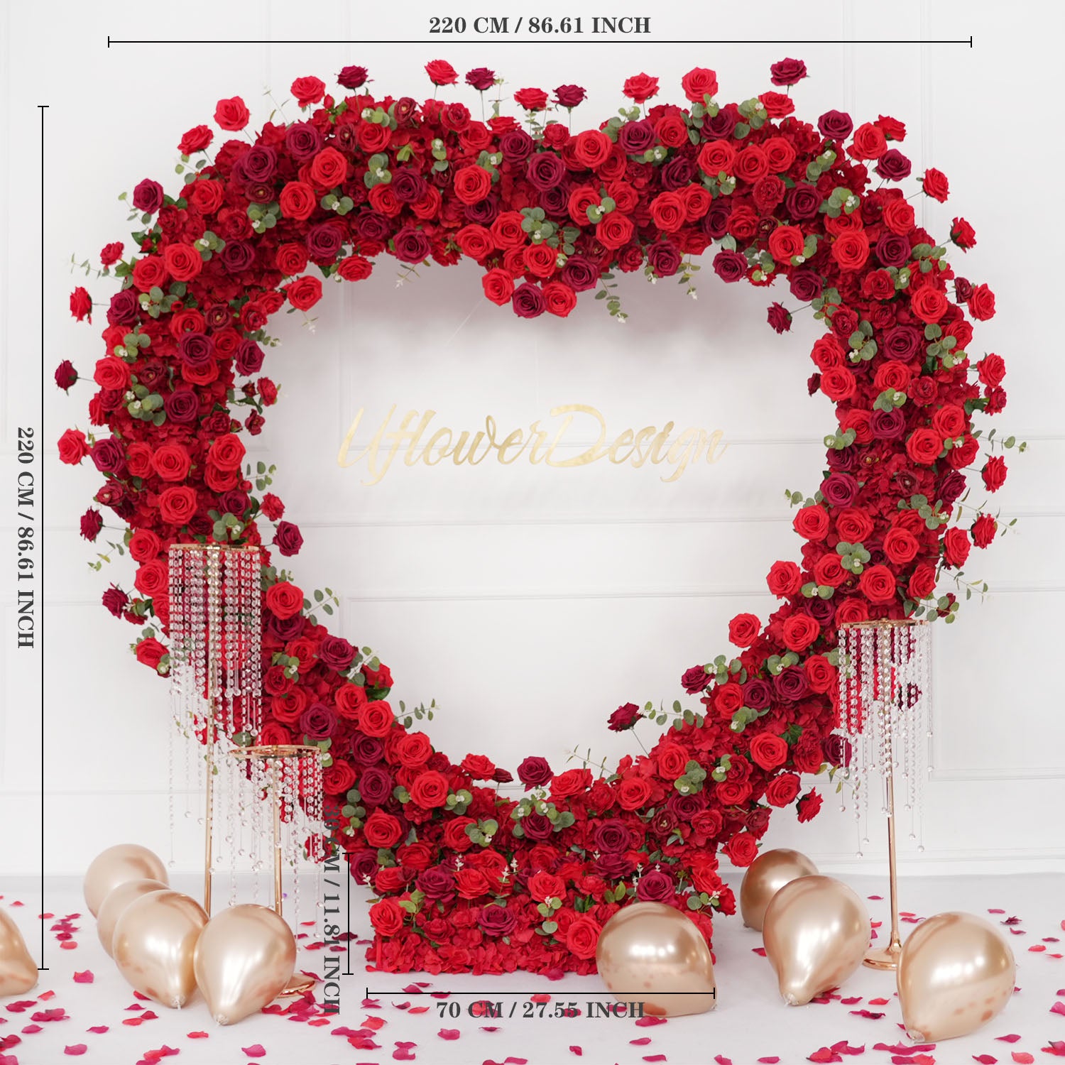 2.2m*2.2m Red Rose Wedding Arch Heart Arch Decora | SET80056