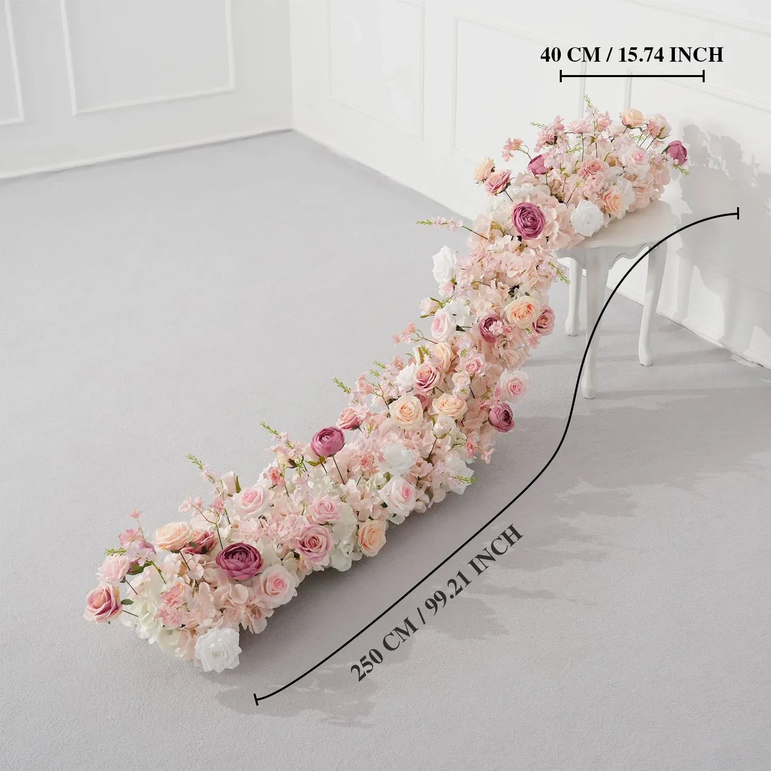 Uflower Artificial Pink White Flower Row Wedding KT Backdrop Decor SET80152 - Uflower