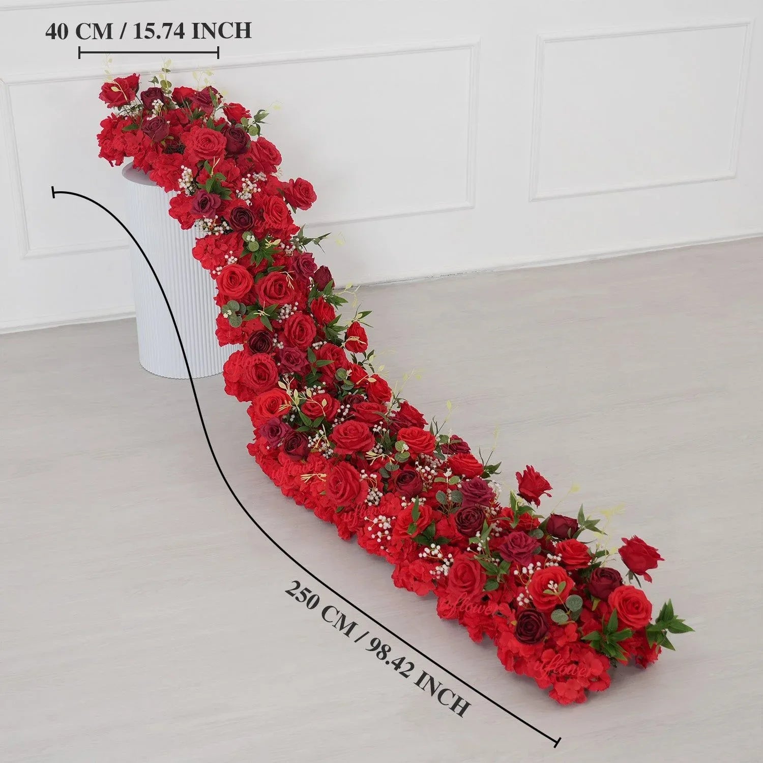 Uflower Artificial Red Rose Baby's Breath Flower Row Wedding KT Backdrop Decor SET80209 - Uflower