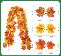 Simulation maple rattan fake red maple autumn high-end leaves Christmas dress up window ceiling wall decoration leaves