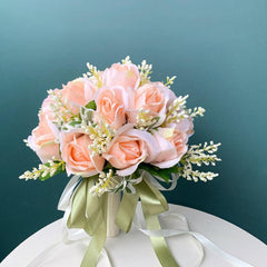 Simulation champagne roses bridal wedding bouquet