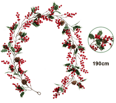 Christmas flowers red fruit berries simulation atmosphere arrangement winding hanging rattan