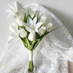 Simulated tulip flower roses bouquet bridal bouquet