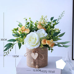 Simulation Floral Art Twine Handmade Flower Vessel Dining Room Living Room Greenery Arrangement