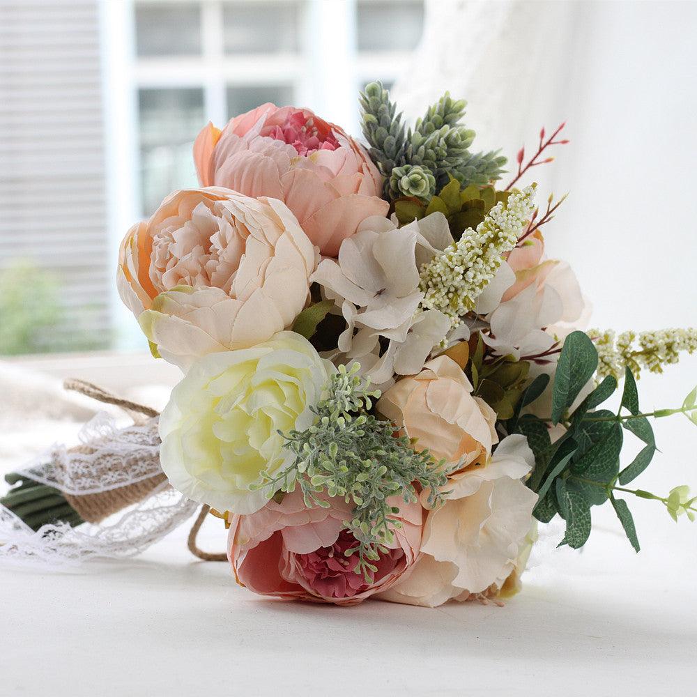 Simulation flowers succulent Mori mixed bouquet European outdoor wedding hand bouquet