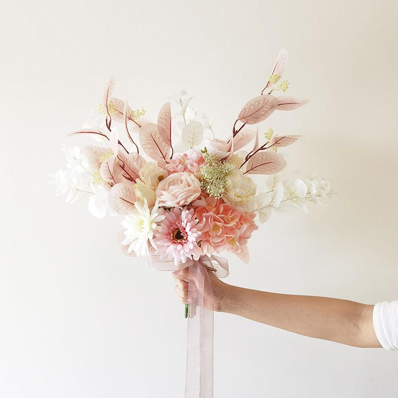 Aesthetic pink collocation hand bouquet simulation flowers wedding bride decoration fake flowers