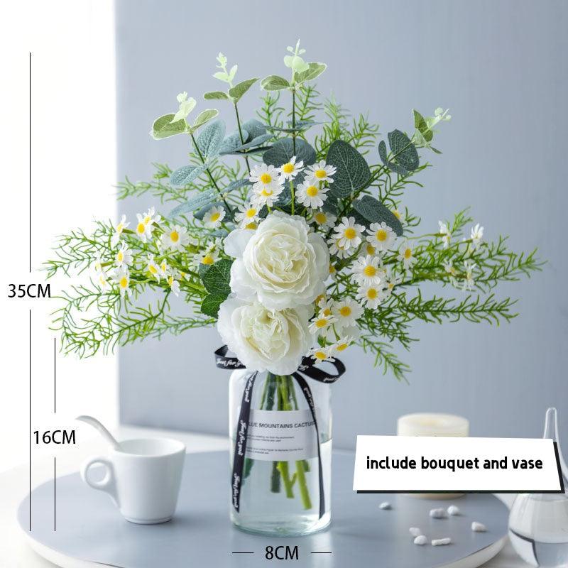 Summer Pastoral Style Glass Bottle Simulated Flower Living Room Table Decoration Ornaments