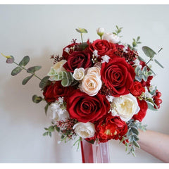 Red Roses Wedding Simulation Silk Bouquet