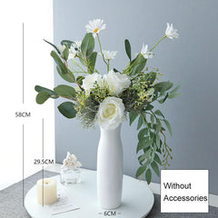 White simulated velvet rose bouquet desktop decoration