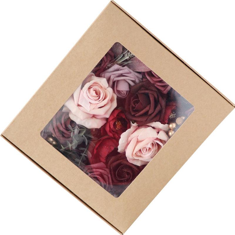 Simulation flower flower box silk flower rose wedding birthday valentine's day gift DIY