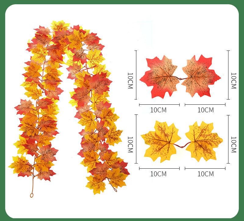 Simulation maple rattan fake red maple autumn high-end leaves Christmas dress up window ceiling wall decoration leaves