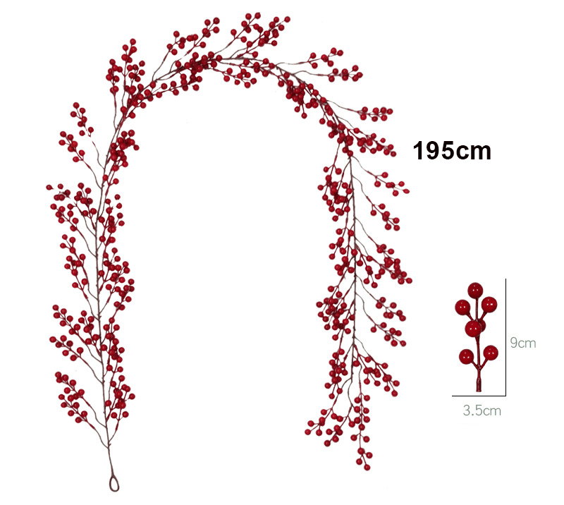 Christmas flowers red fruit berries simulation atmosphere arrangement winding hanging rattan