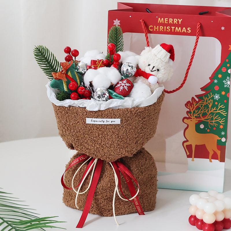 Christmas plush cartoon doll bear bouquet creative simulation flowers hand bouquet