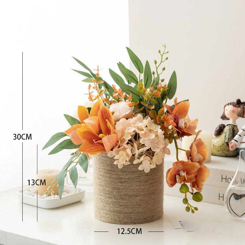 Simulation flower orange living room ornaments decoration green potted plants