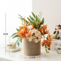 Simulation flower orange living room ornaments decoration green potted plants