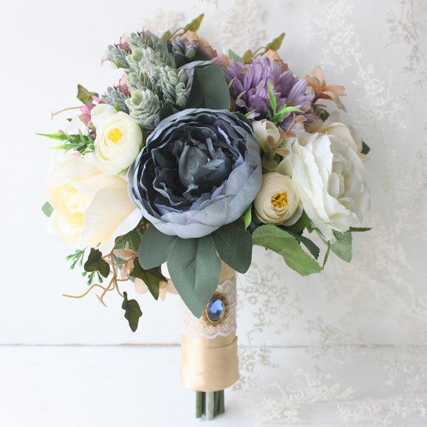 Simulation flowers succulent Mori mixed bouquet European outdoor wedding hand bouquet