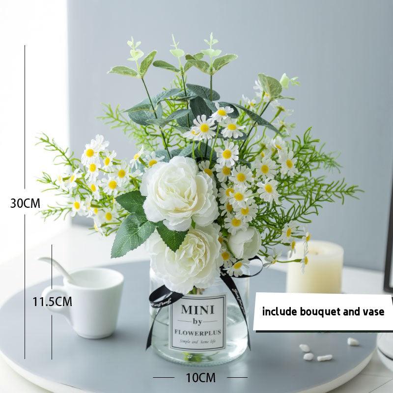 Summer Pastoral Style Glass Bottle Simulated Flower Living Room Table Decoration Ornaments