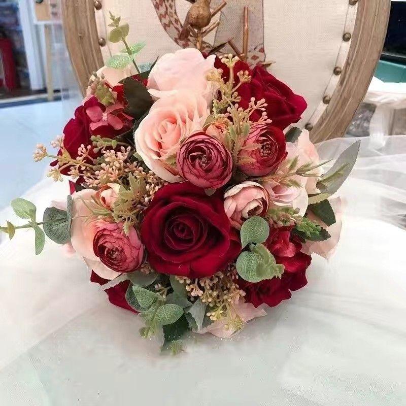 Red Roses Wedding Simulation Silk Bouquet