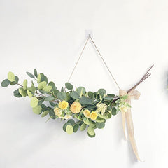 Simple artificial flower eucalyptus leaf lintel floral decoration