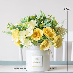 Roses Simulation Flower Art Set Plastic Decoration Silk Flowers Small Arrangement Living Room