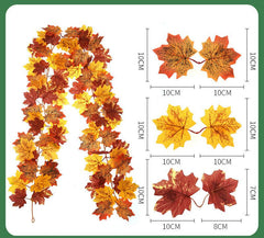 Simulation maple rattan fake red maple autumn high-end leaves Christmas dress up window ceiling wall decoration leaves