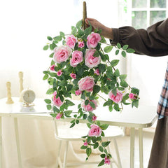 Simulated rose wall hanging rattan false decoration indoor