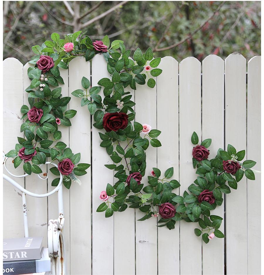 Rose simulation flower vine wall hanging wedding scene decoration