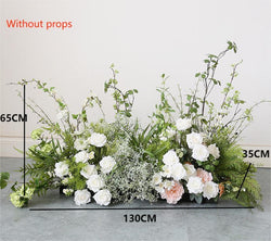 Wedding simulation white green forest floral scene layout