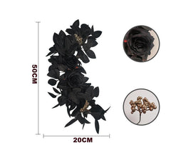 Simulated Halloween door decoration with black maple leaf wall hanging