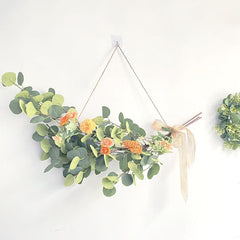 Simple artificial flower eucalyptus leaf lintel floral decoration