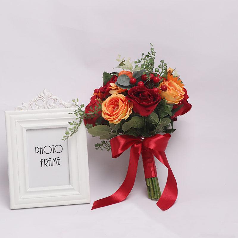 Red Roses Wedding Simulation Silk Bouquet