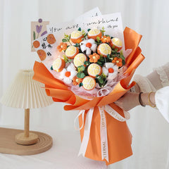 Knitted Wool Simulation Fruit Bouquet Persimmon Orange Bouquet