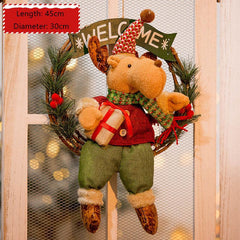 Christmas decorations hanging decorations Christmas snowman rattan circle hanging props for display