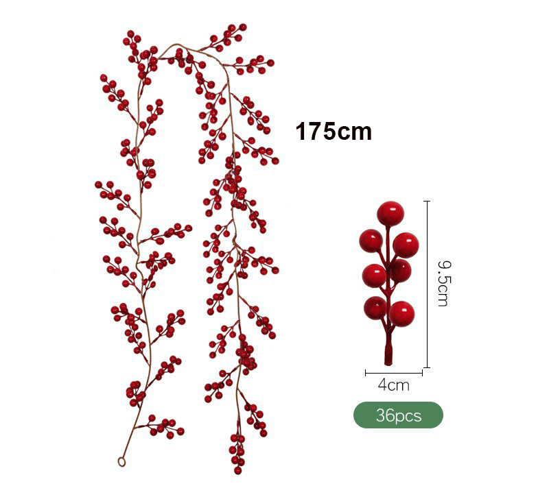 Christmas flowers red fruit berries simulation atmosphere arrangement winding hanging rattan