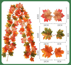 Simulation maple rattan fake red maple autumn high-end leaves Christmas dress up window ceiling wall decoration leaves