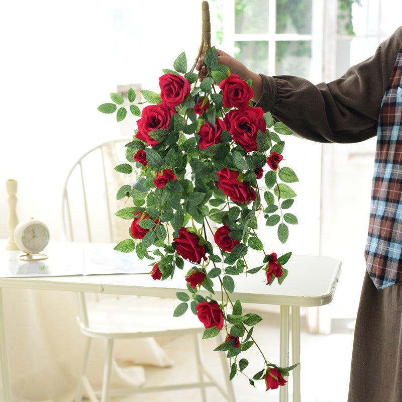 Simulated rose wall hanging rattan false decoration indoor